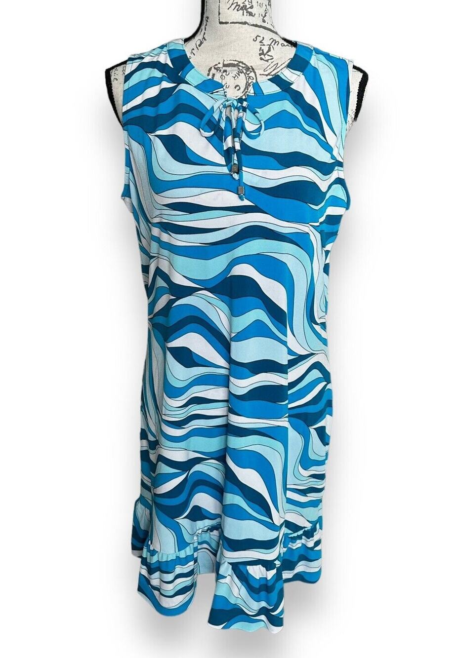 Michael Kors Cyan Blue Swim Cover Dress Large